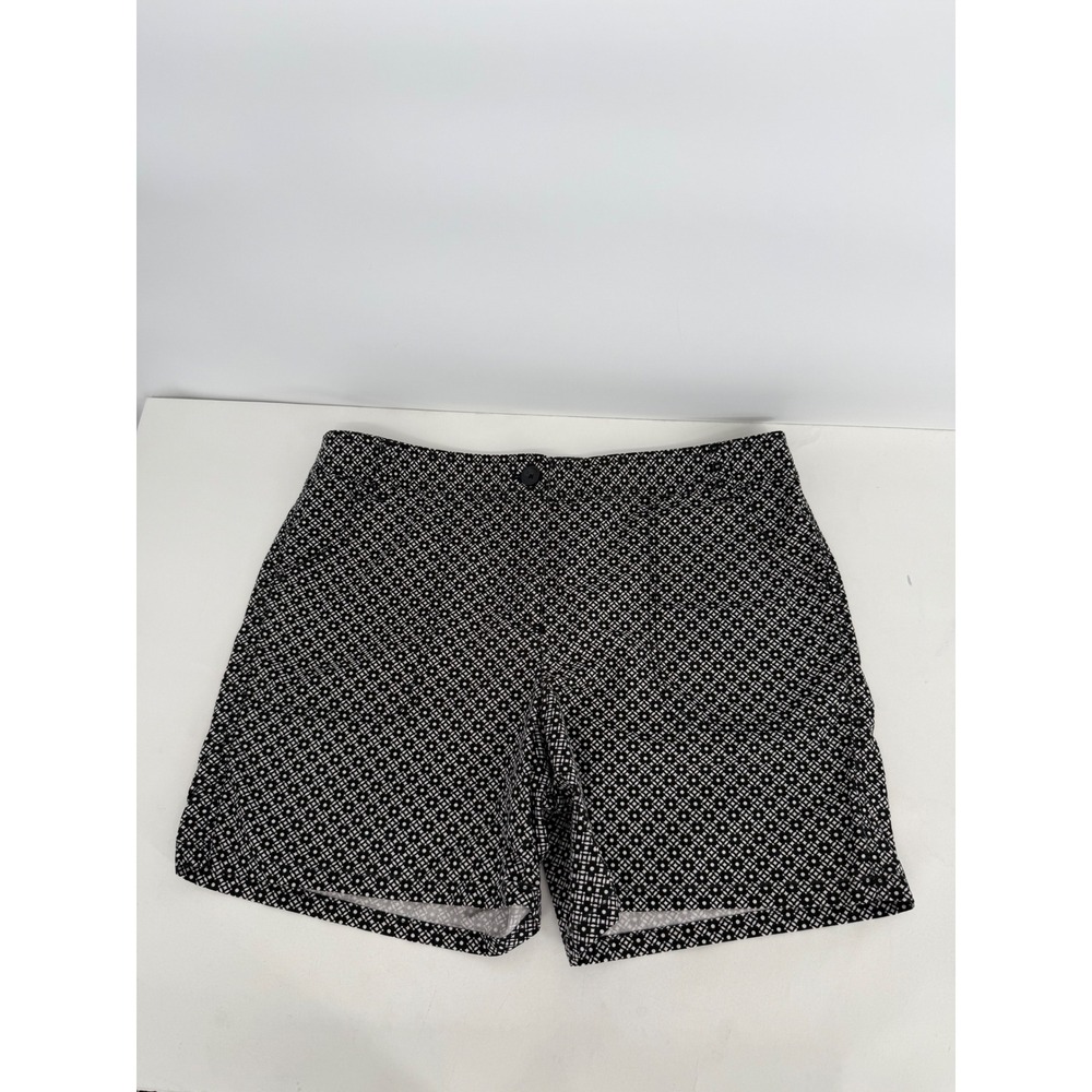 Ann Taylor Signature Fit Black White Geometric Diamond Shorts Womens Sz 14